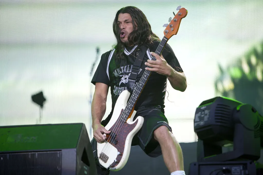 Robert Trujillo of Metallica performing at Sonisphere 2011